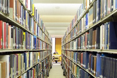 Library shelves representing publications